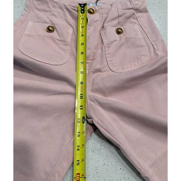 ZARA Wide Leg Cropped Pants Gold Button Detail Size 2 Elegant Chic Minimalist - Picture 4 of 9